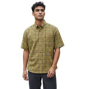 Rowm The Desert Soul Short Sleeve Plaid Print Shirt in burnt orange Cotton S